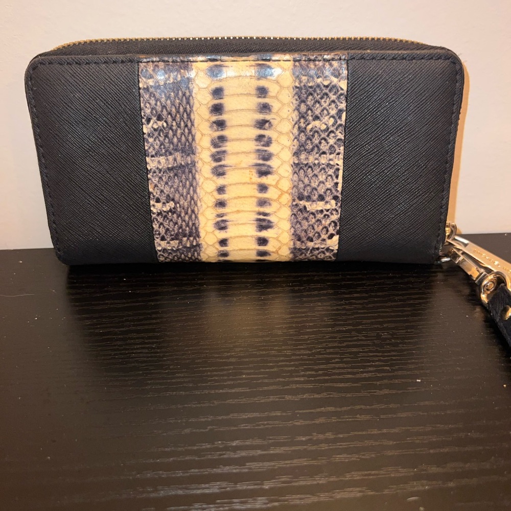 Michael Kors Black and Tan Snake Print Clutch - Picture 9 of 9
